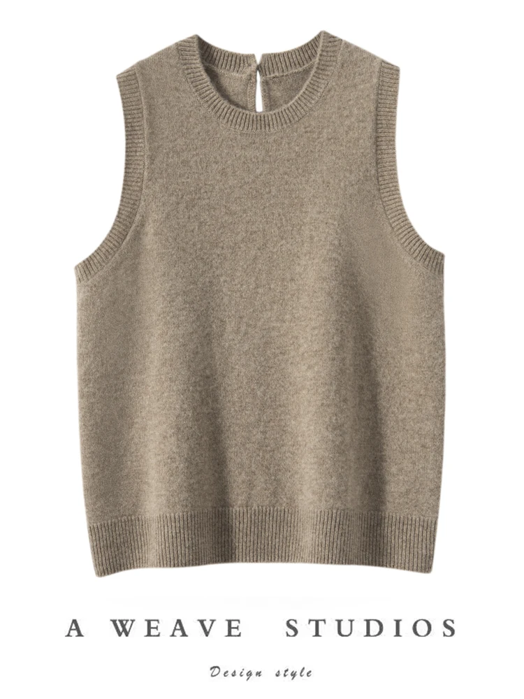 

Ladies' Camere Knitted Vest Svel round Ne Loose Fit Warmth Woolen Sweater oulder Pad Daily Wear Soft Fabric