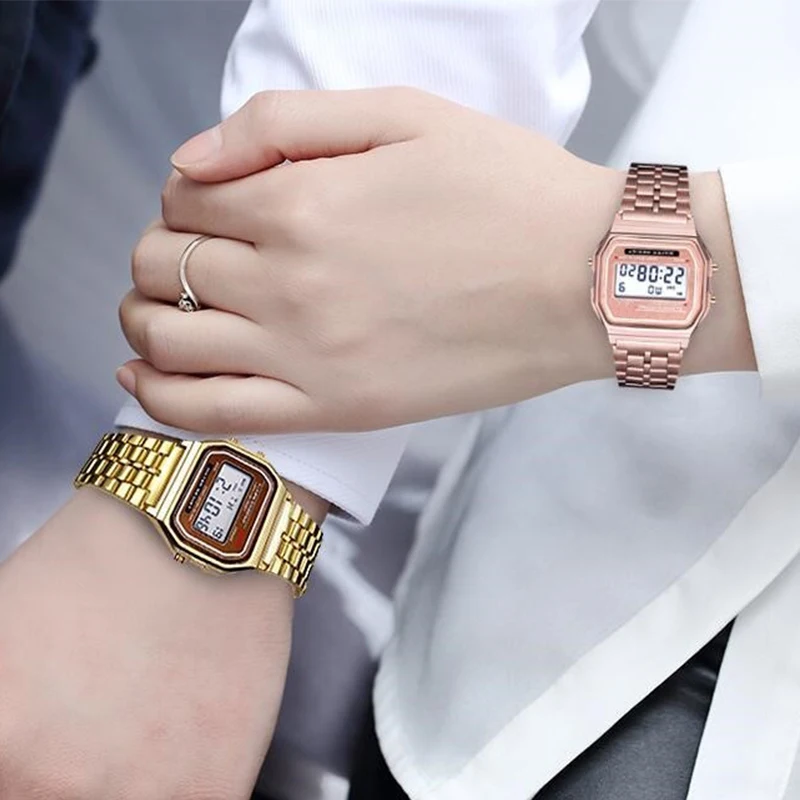 Men's Gold & Silver Luxury LED Digital Watch