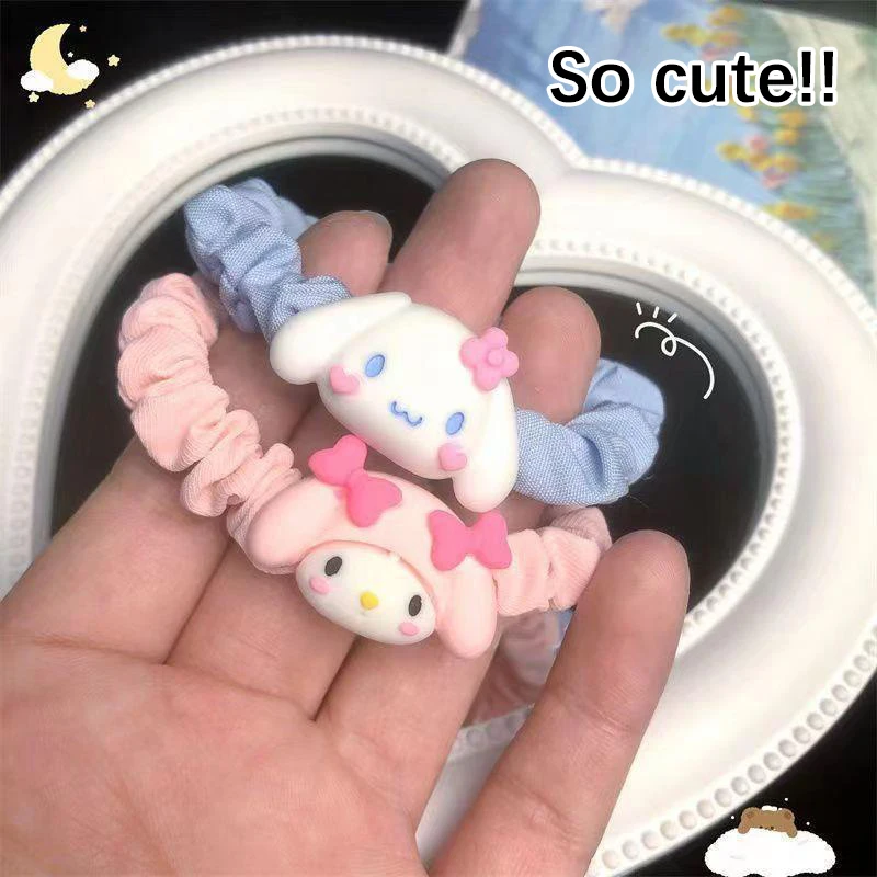 Kawaii Cartoon Kuromi Cinnamoroll Mymelody Hair Ties Cute Sweet Hair Rope Rubber Band For Women Girls Fashion Headdress Gifts