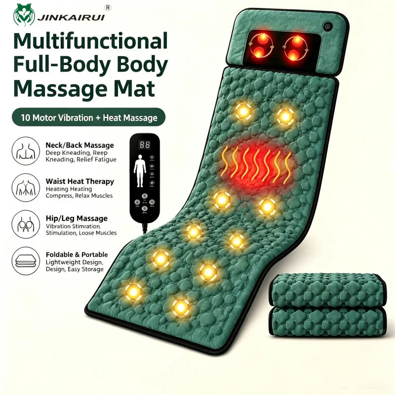 JinkairuiFull Body Massage Mat, Kneading Heating Massage Pad for Waist & Back, Electric Massager for Sitting & Lying Use