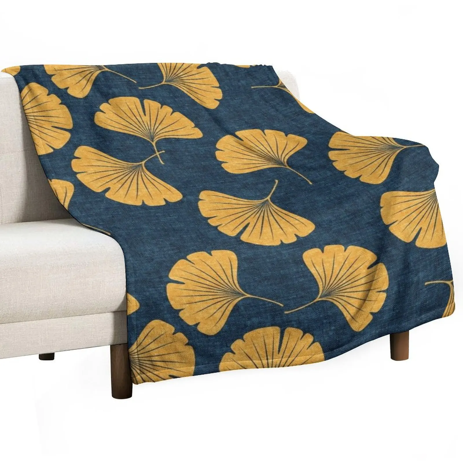 

Ginkgo biloba - gingko leaves - blue Throw Blanket Comforter Sofas Stuffeds Heavy Blankets