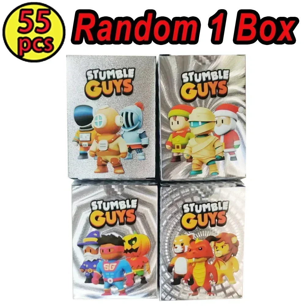 55Pcs/Set Stumble Guys Cards Anime Board Game Gold Silver Foil Shiny Collection Flash Figure Trading Card Birthday Xmas Kid Gift