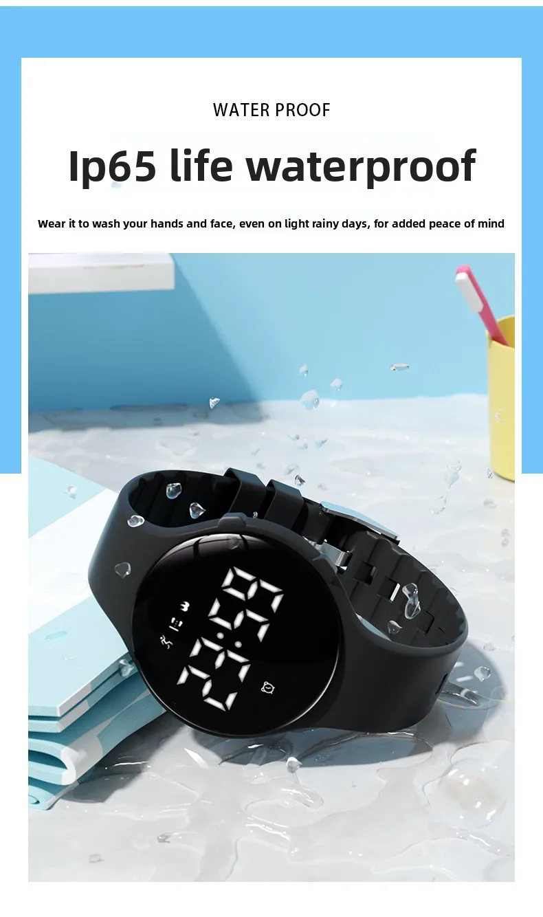Reloj electrónico de moda para hombres y mujeres, alarma de vibración silenciosa, resistente al agua, para deportes al a