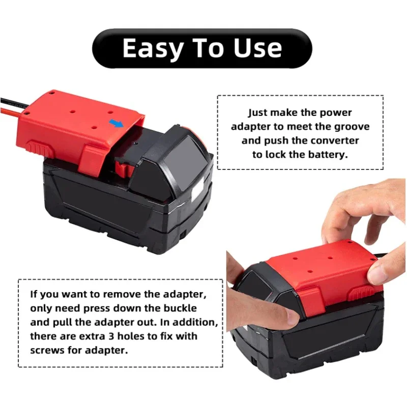 Convertitore adattatore batteria per Makita Dewalt Milwaukee 14.4V 18V 20V Ruote elettriche fai da te Adattatore connettore batteria calibro 12