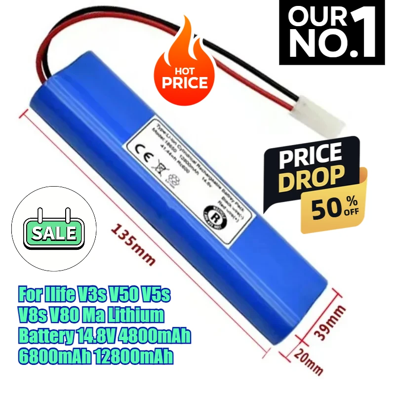 

For Ilife V3s V50 V5s V8s V80 Ma Lithium Battery 14.8V Multi-capacity Battery