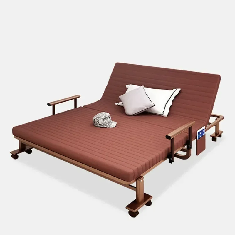 

Modern space saving metal bed frame, adjustable storage rack, courtyard folding king size bed