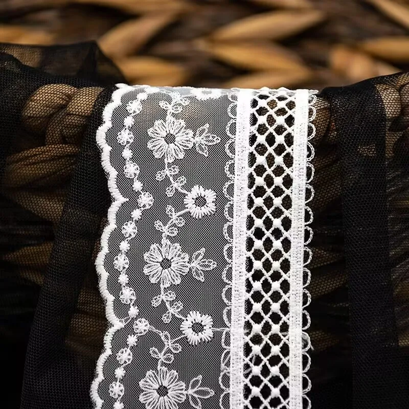 5 ярдов/белые вышитые цветы, кружевная ткань, лента, воротник, вырез, отделка штор, платья, аксессуары для шитья своими руками/ширина 6,6 см