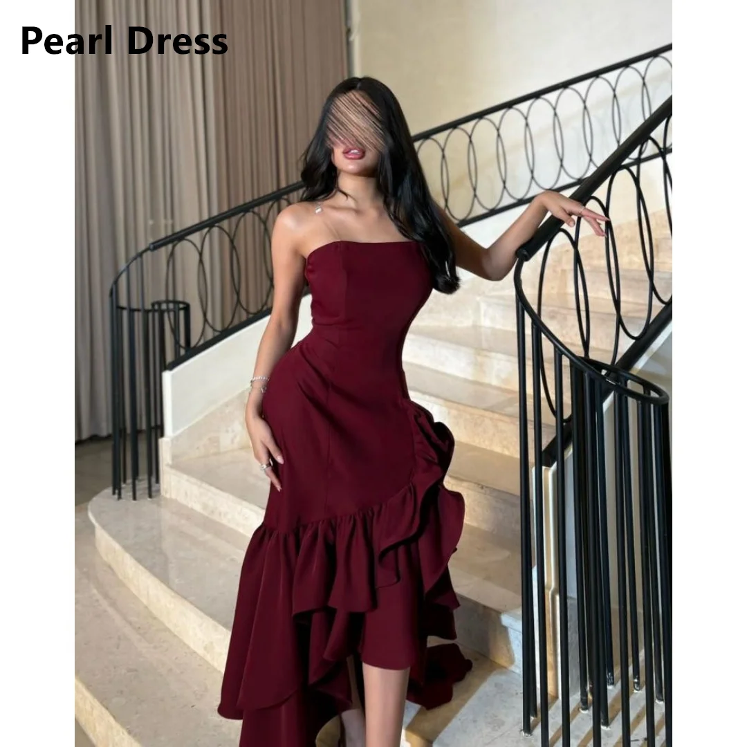 Pearl Elegant Evening Dresses for Women Luxury Women Evening Dress Women Elegant Party Satin Custom Made Tube Top Layered Woman