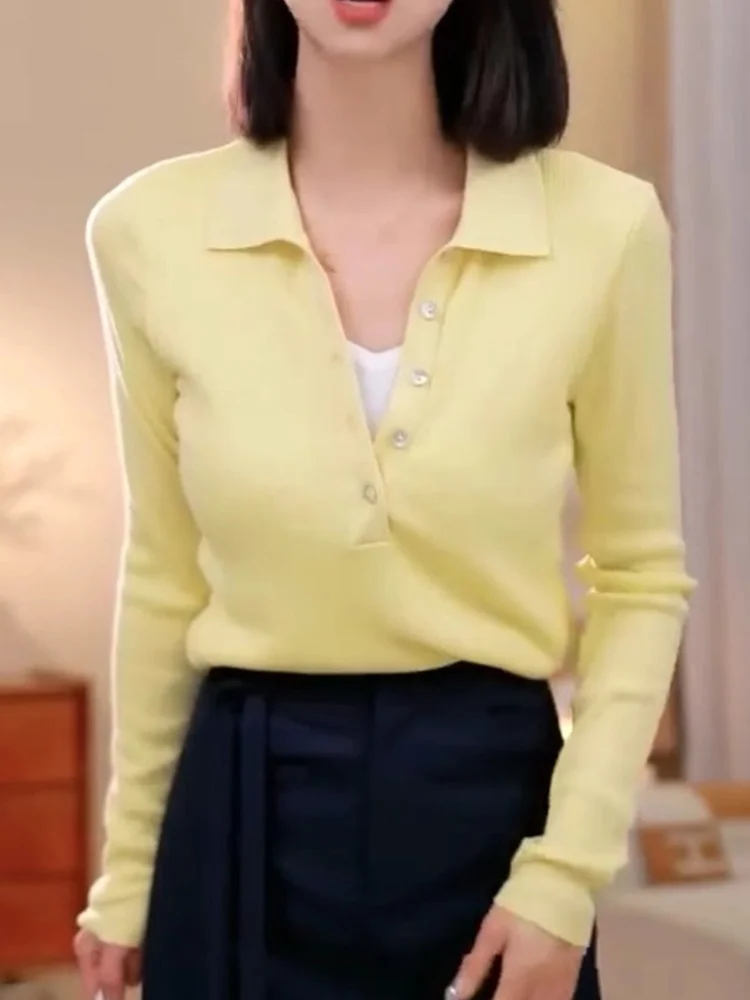 Décontracté Sle Long Sve tricoté pull femmes minceur couleur Blo Design printemps haut d'automne tenue décontracté coupe droite pe