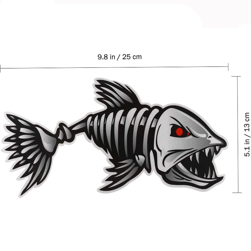 1Pair Fish Skeleton Boat Sticker Waterproof for DIY Kayak Fishing Boat Canoe Car Truck Sunscreen Vinyl Decal Modification Decor
