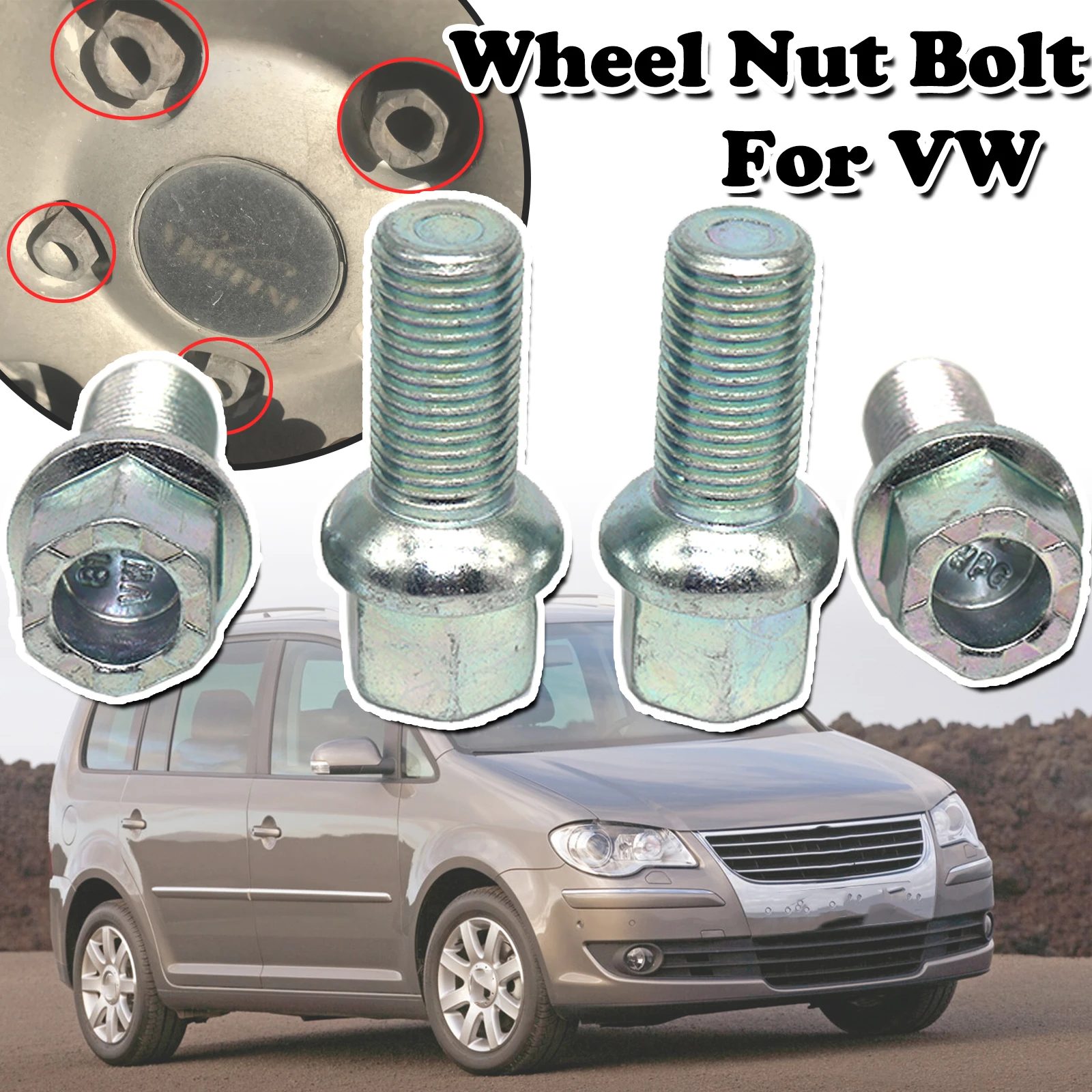 

Car Wheel Tyre Bolt Screw Replacement For VW Sharan 7N Tiguan 5N Touran 1T Transporter T5 New Beetle Golf Plus EOS 8D0601139D