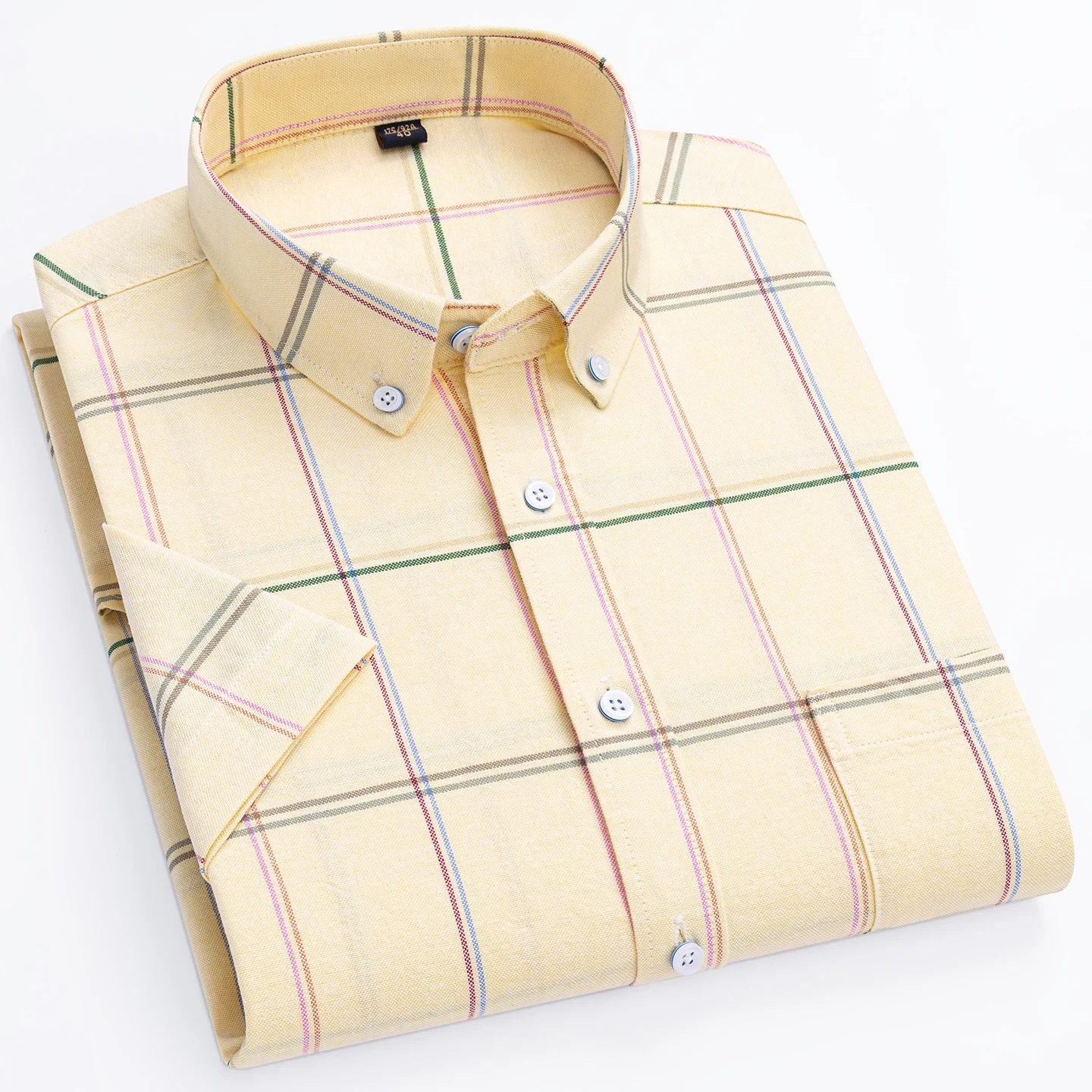Men's Summer Short Sleeve Plaid Shirt Classic Design Cotton Button down Formal Dress Smart Casual Checkered Top for Men
