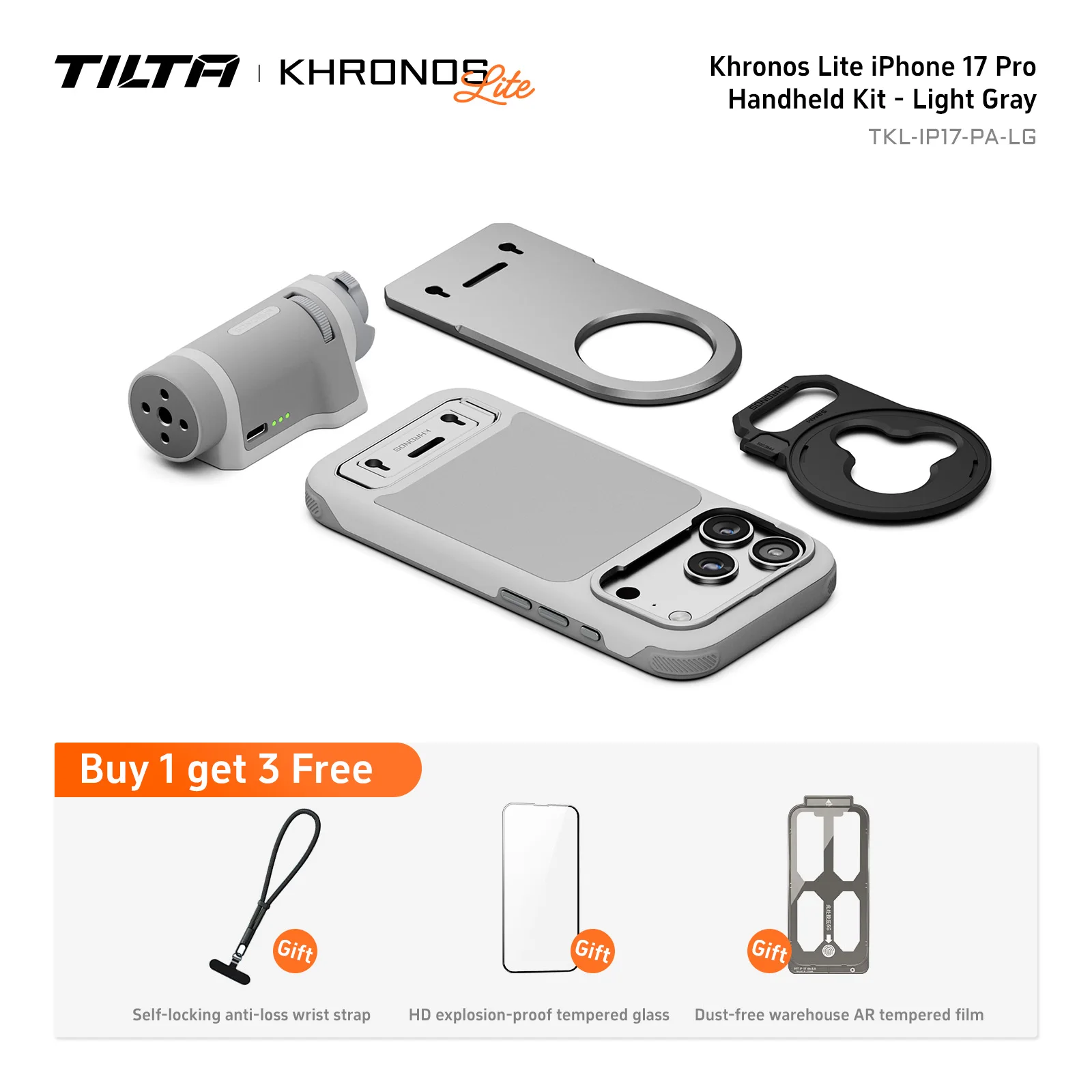 Khronos Lite telefoonhoesje voor iPhone 17 Pro / 17 Pro Max hoesje MagSafe Ultimate Kit met camerabediening Handheld