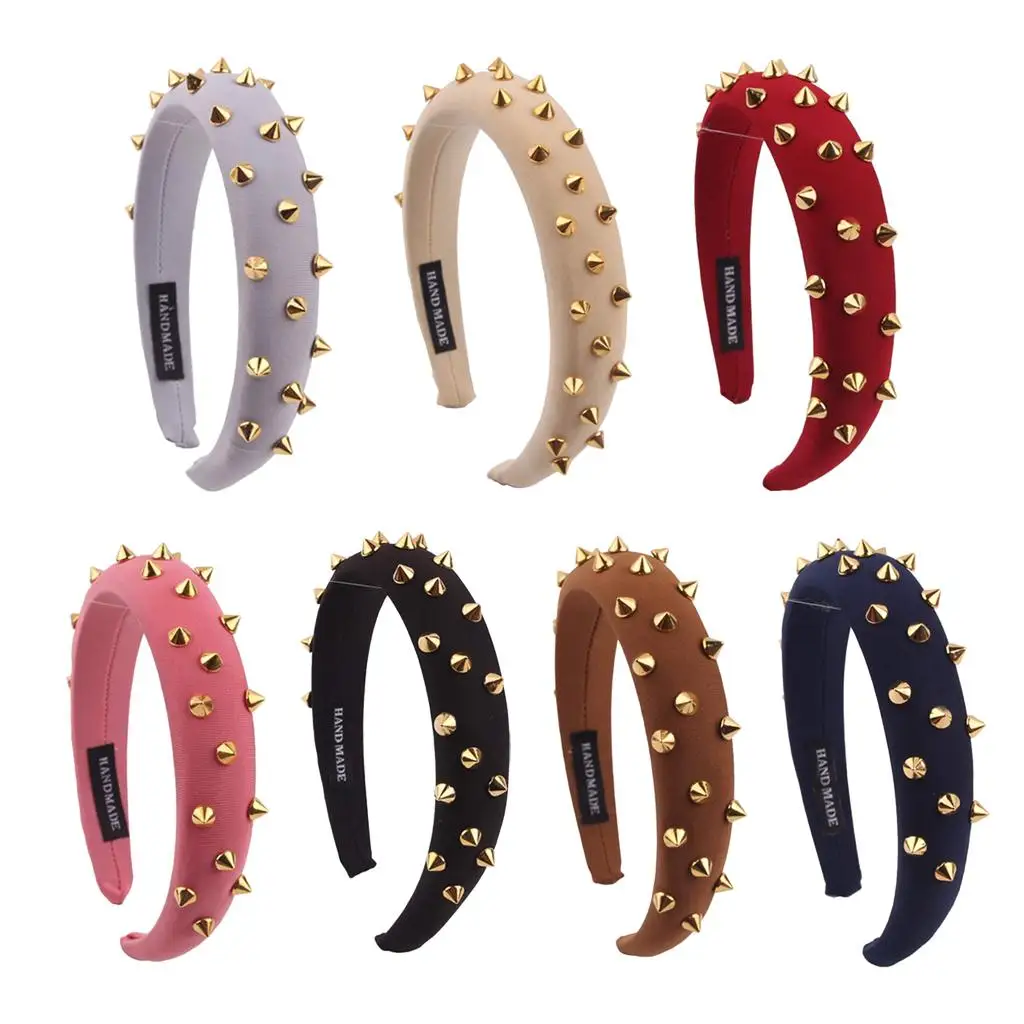 Punk Rivet ded for Women, Wide Headband Gothic Hairband Accessories for Women Girls