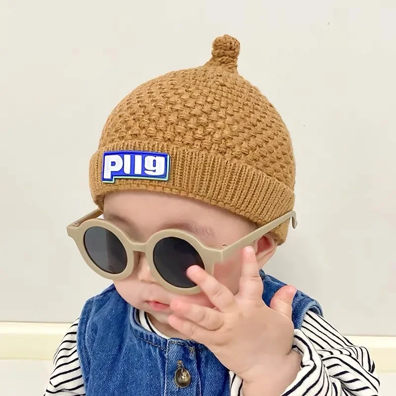 Cute Baby Hat Autumn Winter Toddler Boys Girls Knitted Beanie Solid Color Infant Kids Warm Earflap Cap