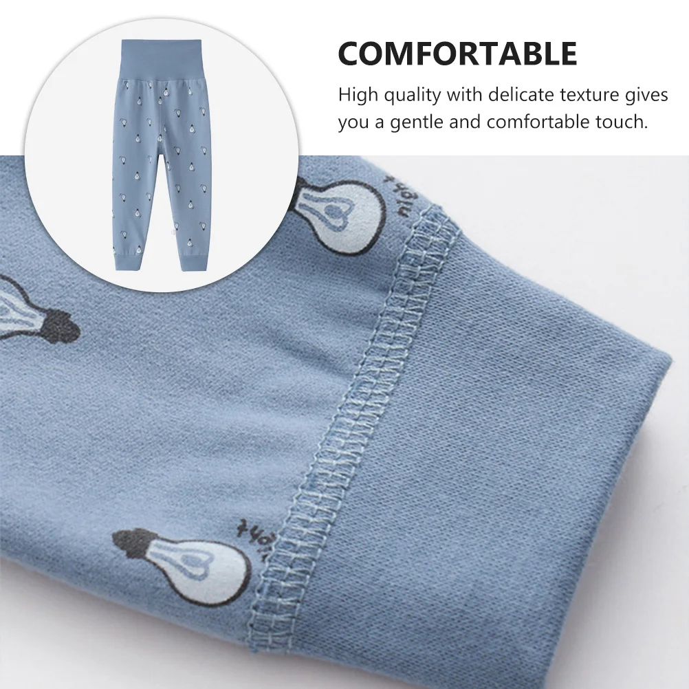 

1Pcs High Waist Baby Belly Protector Pants Children's Long Johns Blue Autumn Winter Warm Cotton Kid's Winter Trousers