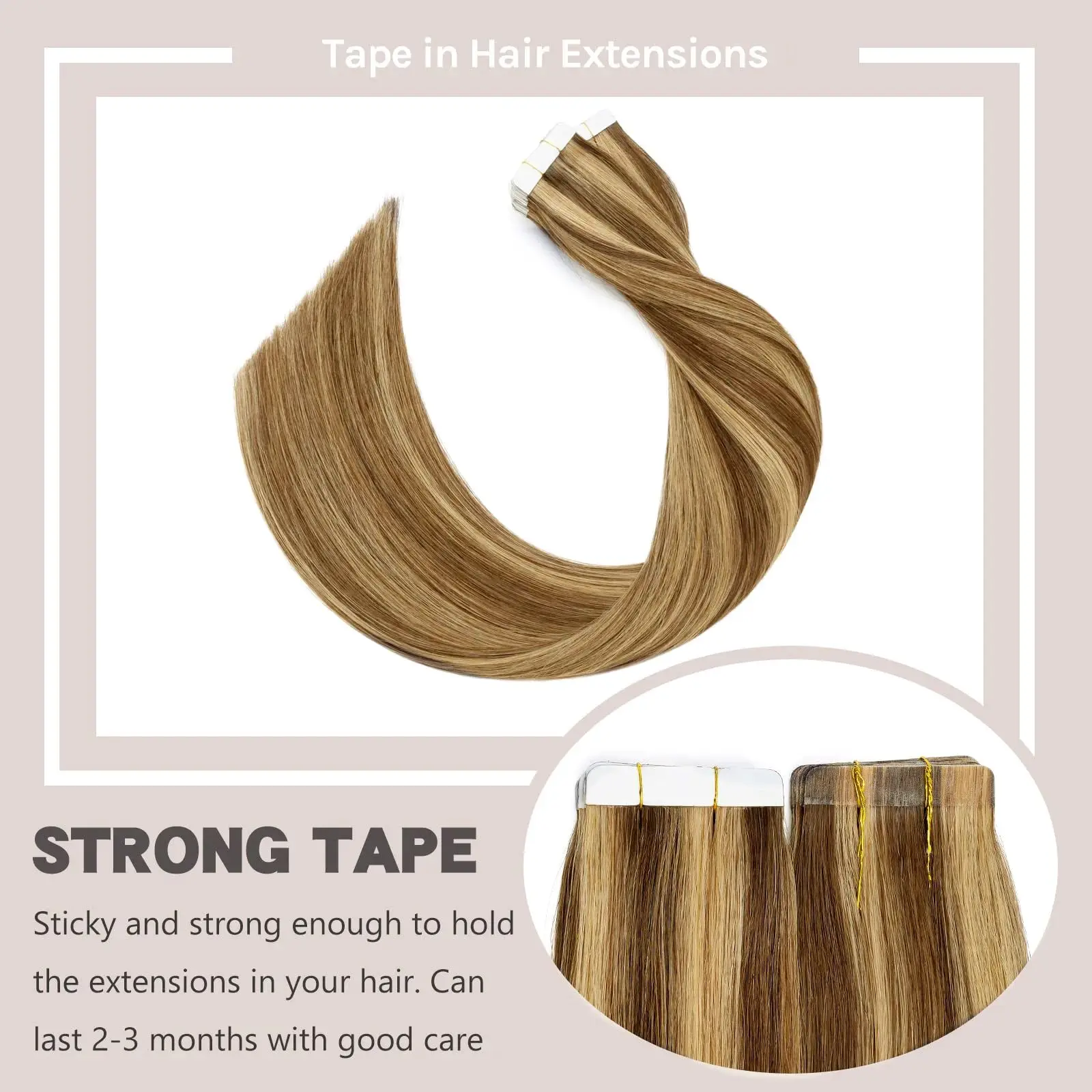 Tape In Hair Extensions Silk Straight Color P4-27 Adhesive Replaceable Tape In Extensions Remy Human Hair 14-26 inch 20 pcs/Pack