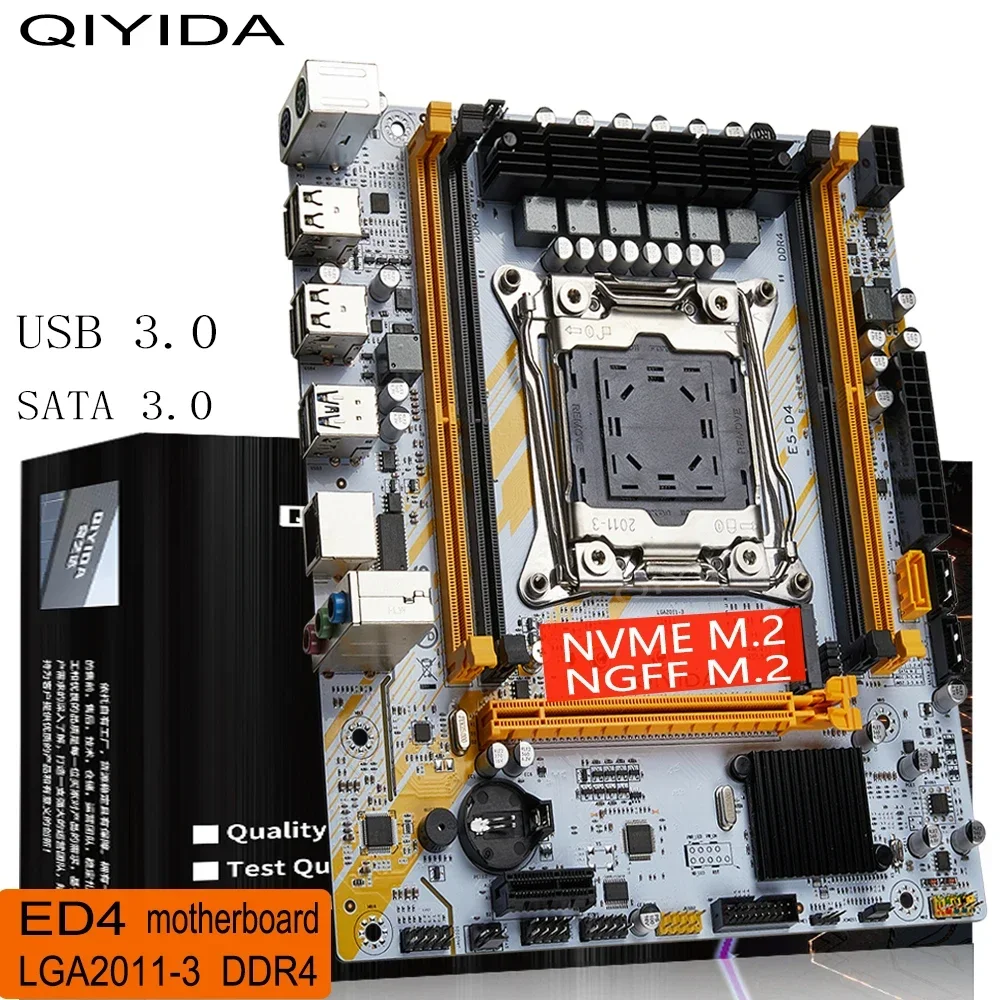 QIYIDA X99 Motherboard LGA2011-3 Slot USB3.0 NVME M.2 SSD Support DDR4 Memory and Xeon E5 V3 V4 Processor ED4