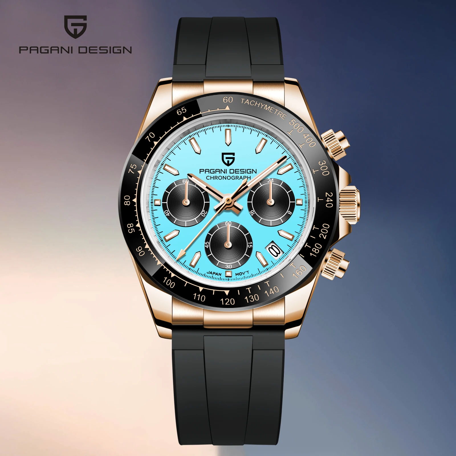 PAGANI DESIGN Luxury Turquoise Blue Dial Quartz Watch – Only .22 PAGANI DESIGN Luxury Turquoise Blue Dial Quartz Watch – Only .22