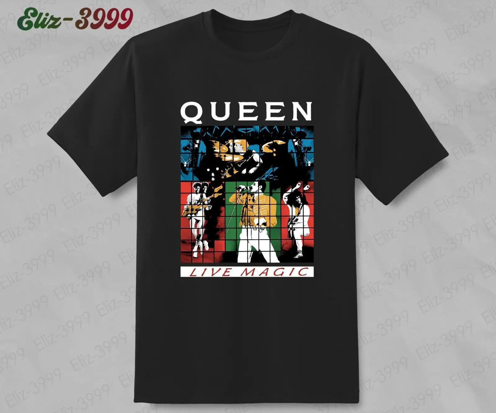 T-shirt manches longues ou courtes, album magique en direct de Queen Freddie Mercury Roger Taylor atin May John Decopropriété