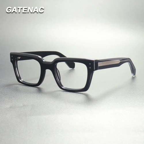 Gatenac, montura de gafas de acetato Vintage hecha a mano para hombre, montura cuadrada para gafas de negocios para mujer, gafas de diseñador de marca de lujo 2025