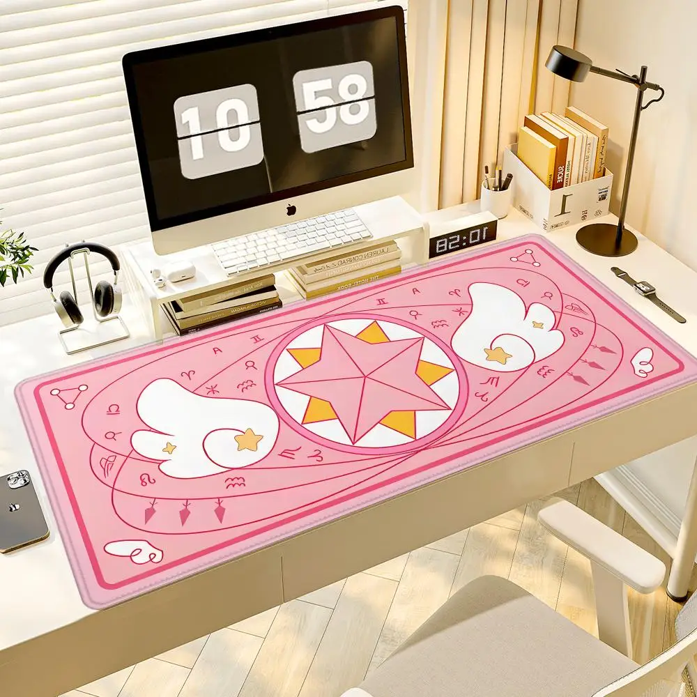 HYBXAXC XXL Sakura-Karte Anime-Mauspad Großes Gaming-Tastatur-Mauspad Clow-Karte Mausmatte Computer-Tischmatte Erweiterte Schreibtischunterlage