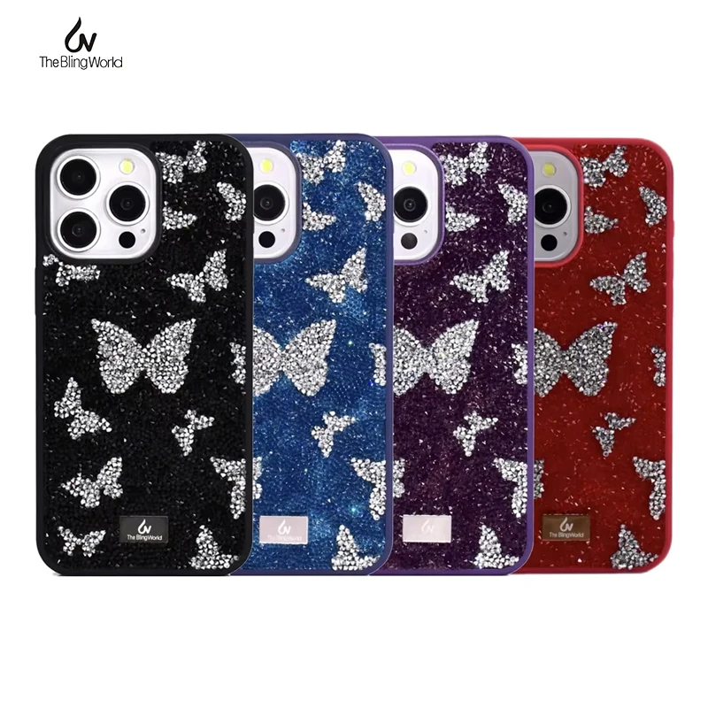 

The Bling World Crystal Butterfly Diamond Cover For Iphone 17 16 15 14 13 Pro Max Luxury Glitter For Iphone Air Rhinestone Case