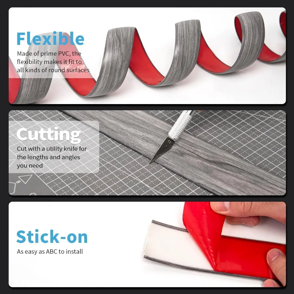 1PC 1M NEW Tile Floor Transition Strip Wear-resistant Self Adhesive Edging Trim Strip Flat Wood Grain Divider Strip Doorway