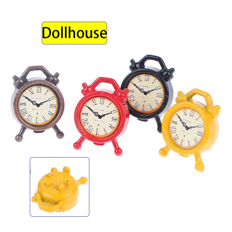 1PC 1:12 Scale Alarm Clock Doll Kitchen Living Room Furniture Accessories Miniature Dollhouse Mini Home Decoration Toys Gift