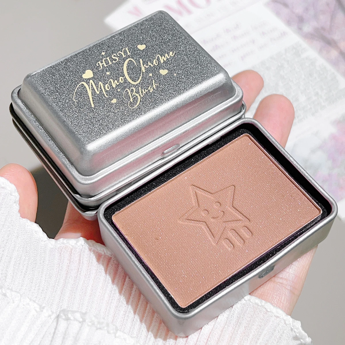 4 ألوان متوفرة صندوق حديد أحمر خدود أحادي اللون، لوحة أحمر خدود غير لامعة بلون الخوخ لتفتيح لون البشرة، تعديل لون المخطط المخطط