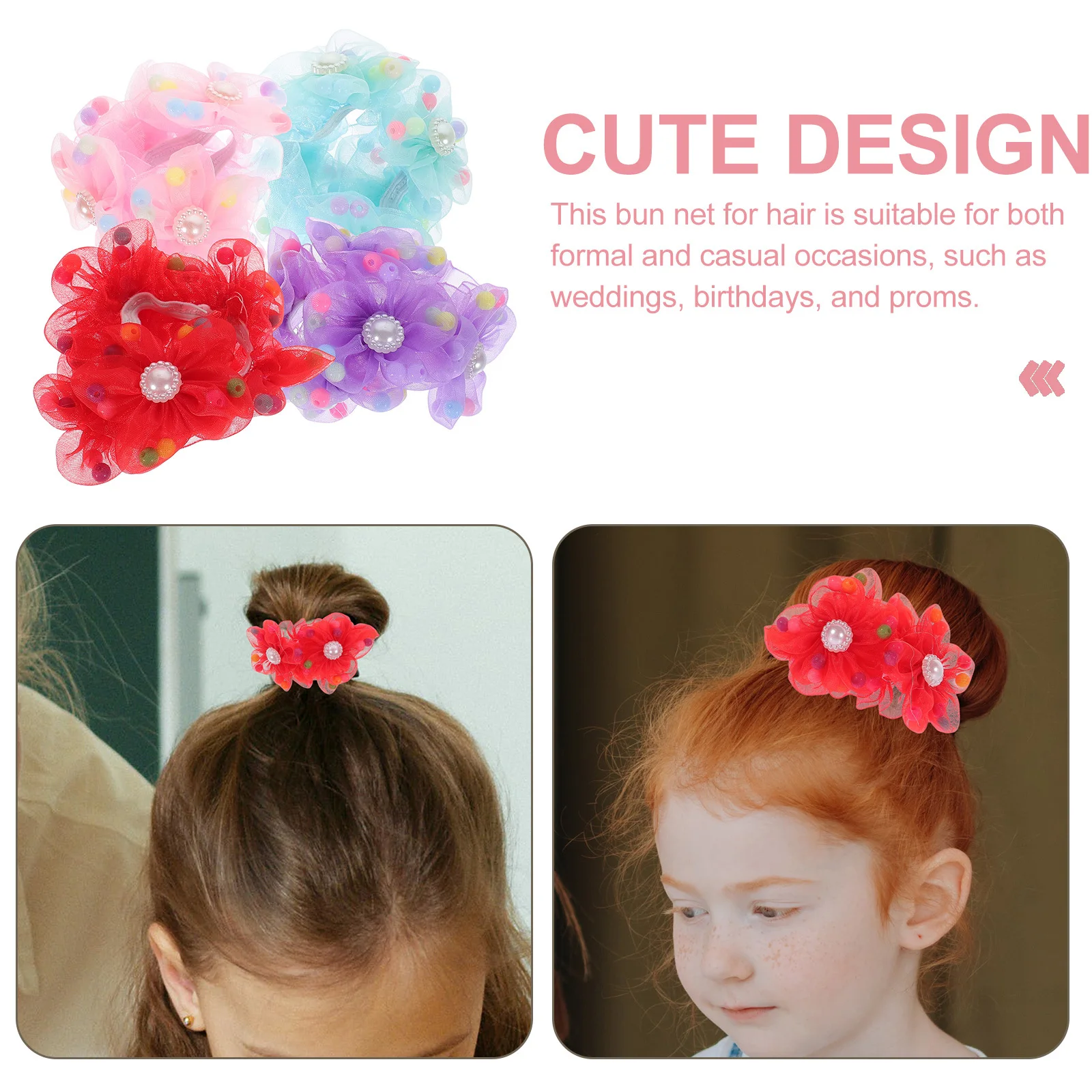 

4Pcs Hair Bun Covers Hair Nets for Women Professional Bun Holder Ponytail Accessories for Cosplay Ballet Daily