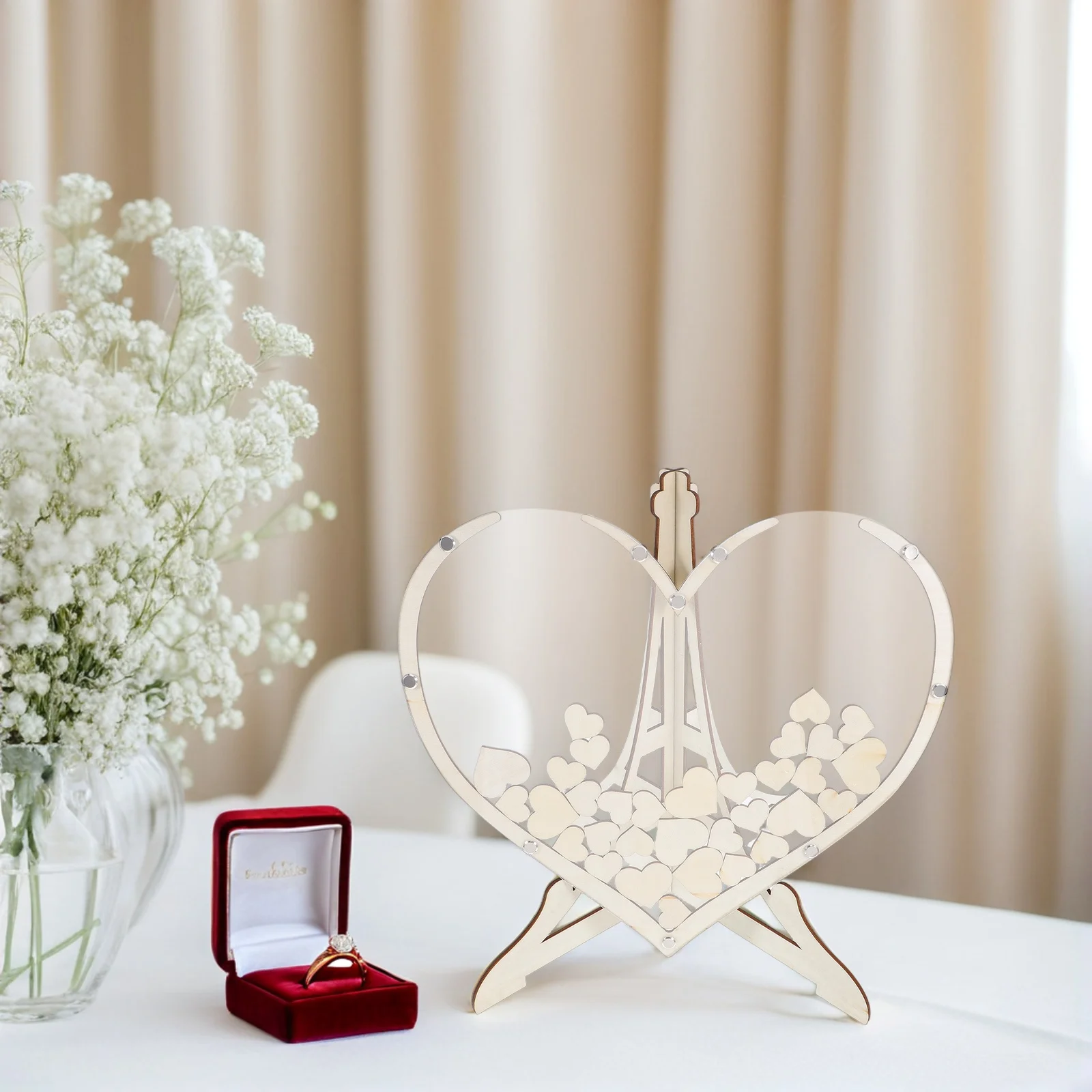 

Wooden Heart Wedding Guest Drop Box Rustic Keepsake Storage Box Blank Heart Cutouts for Wedding Anniversary Baby Shower Decor