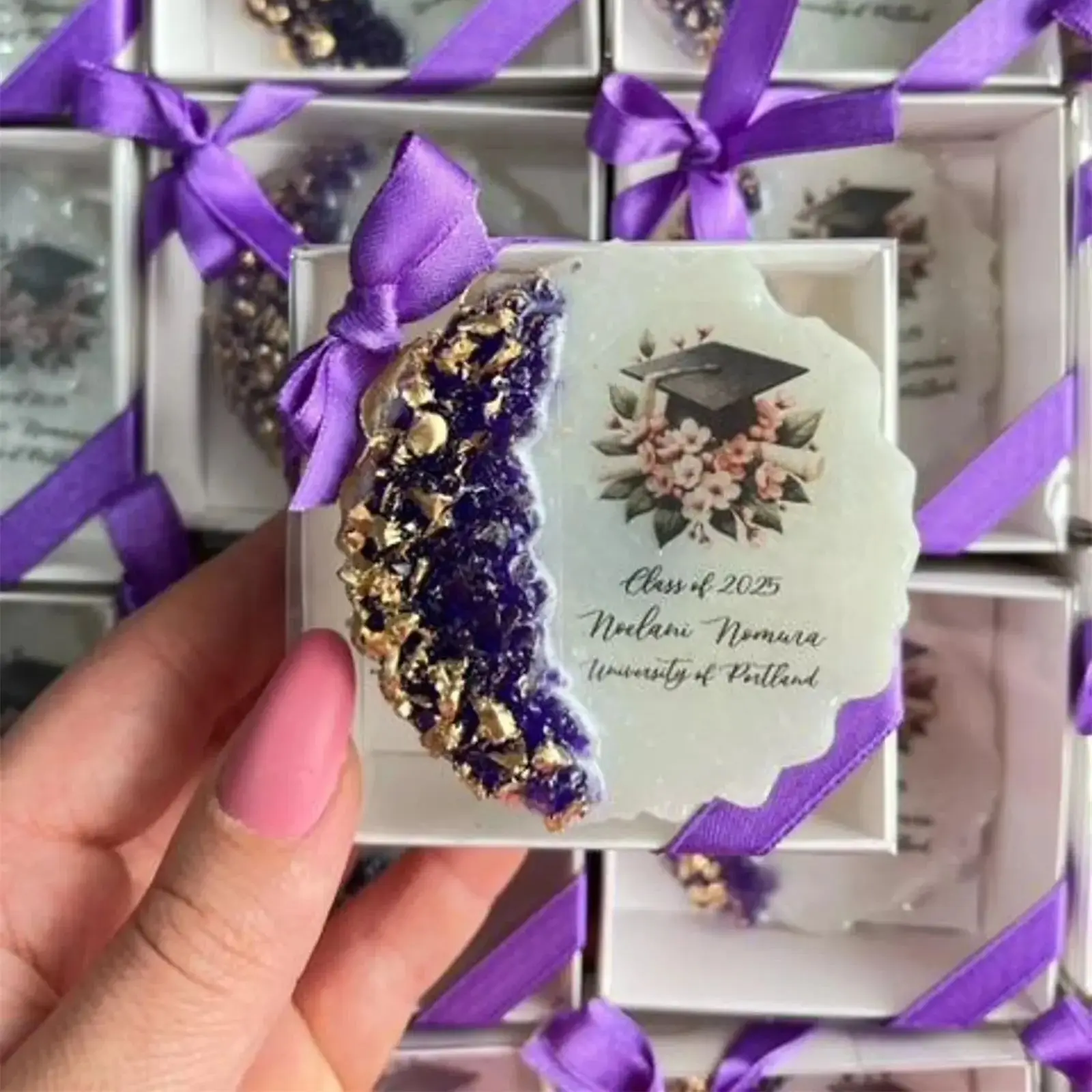 Golden 50th Anniversary Magnet Favor, Elegant Personalized Resin Keepsake, Custom Gift for Guests, Golden Wedding Party Favor, - view 5