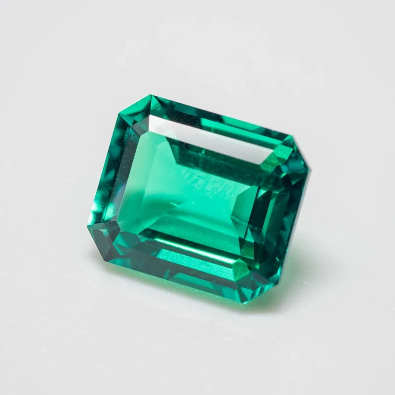 Lab Grown Columbia Emeralds Size 10x12mm Hydrothermal Hand Emerald Cut With Cracks Inclusions Inside Selectable AGL Certificate