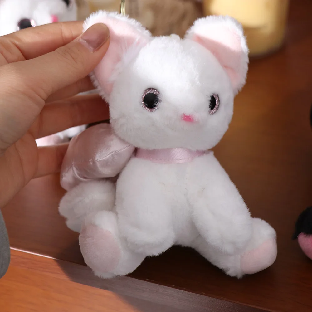 Llavero de Peluche de Gato con Lazo de Algodón PP, Muñeco de Peluche Suave, Llavero de Gatito, Muñeco de Colección, Llavero de Peluche para Decoración de Mochila