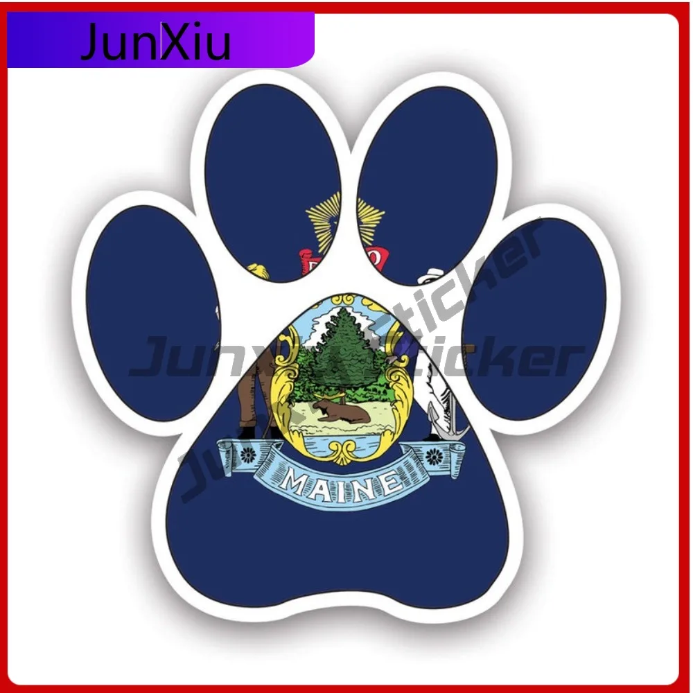 

Maine State Paw Print Shaped Sticker Funny Car Waterproof Vinyl Decal For Cars High Quality Outdoor Sticker Fun Outdoor Unique