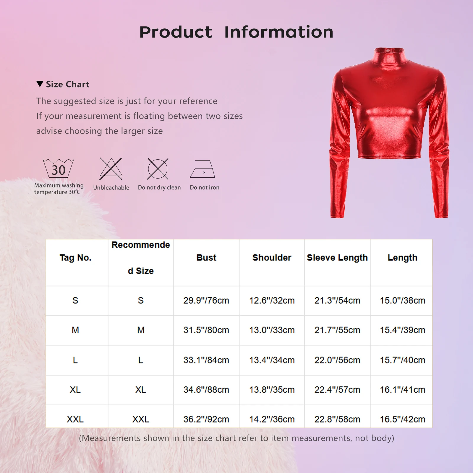 Women Metallic Long Sleeve Crop Top Ladies Fashion Glossy Solid Color Shiny T-shirt Club Stage Dance Performance Costume - view 6