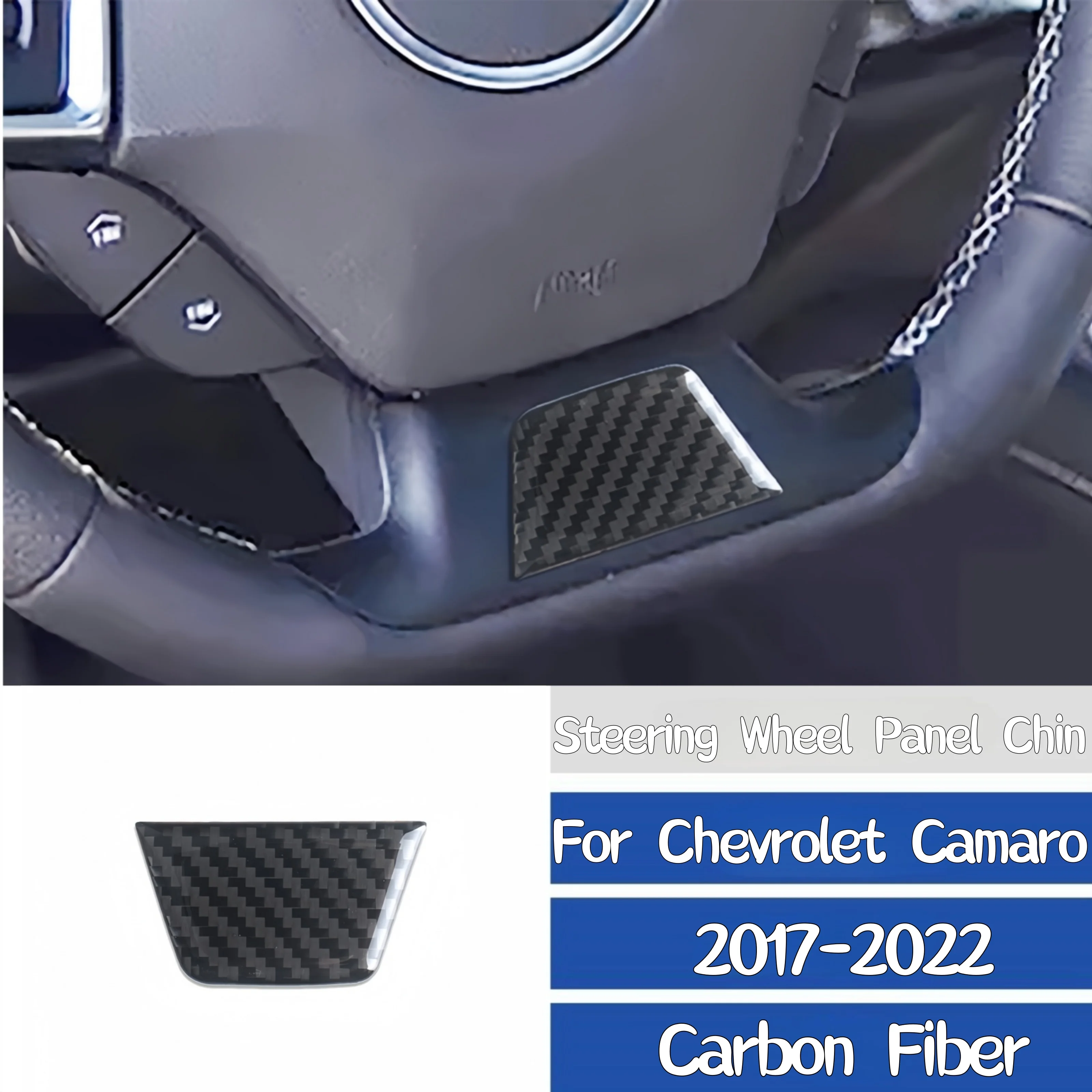 

For Chevrolet Camaro 2017-2022 Accessories Carbon Fiber Interior Car Steering Wheel Chin Panel Trim Cover Decorative Sticker