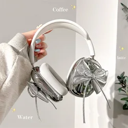 Silver Bow Airpods Max Headphones Case Cover Cartoon YK2 Custom Airpods Cases Art Shining Headphones Accessories Decoration Gift