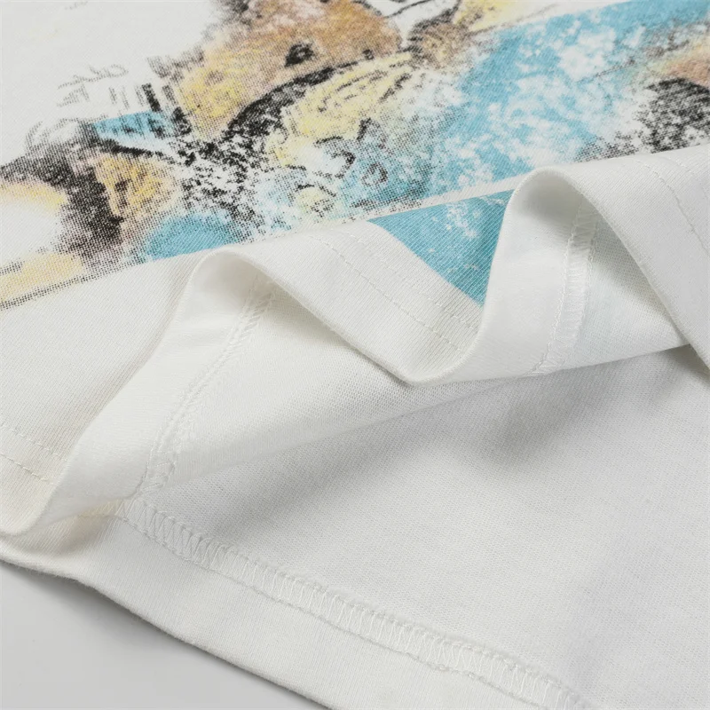 High Quality Cotton Saint T Shirt Retro Letter Color Printed Oversized Casual T-shirt for Man Women