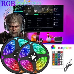 2M/2835 Power LED Light String Computer DIY Backlight 24 Key Remote Control RGB Multicolor PC Esports Decoration Light Strip