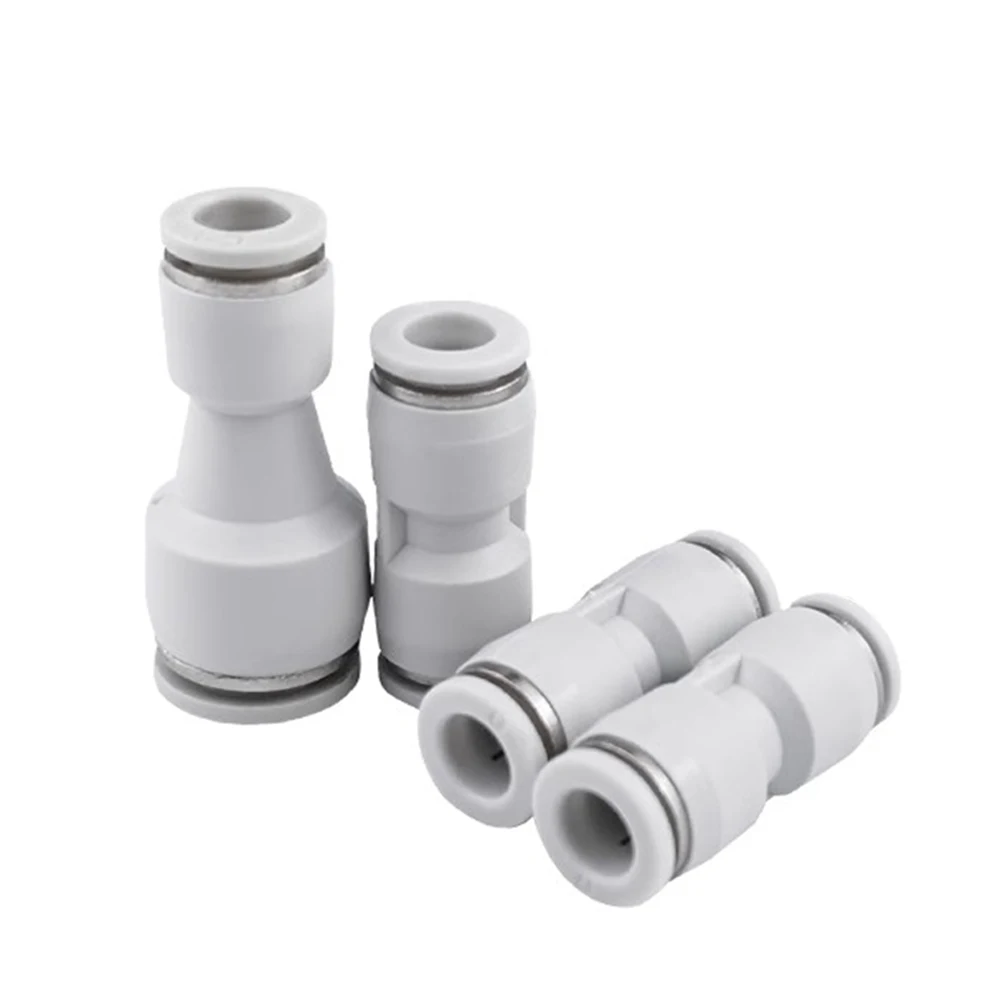 PU PG White Pneumatic Quick Connector PU Tube Air Hose 8 12 14 16mm Plastic Connector Straight Through Variable Diameter PG10-8