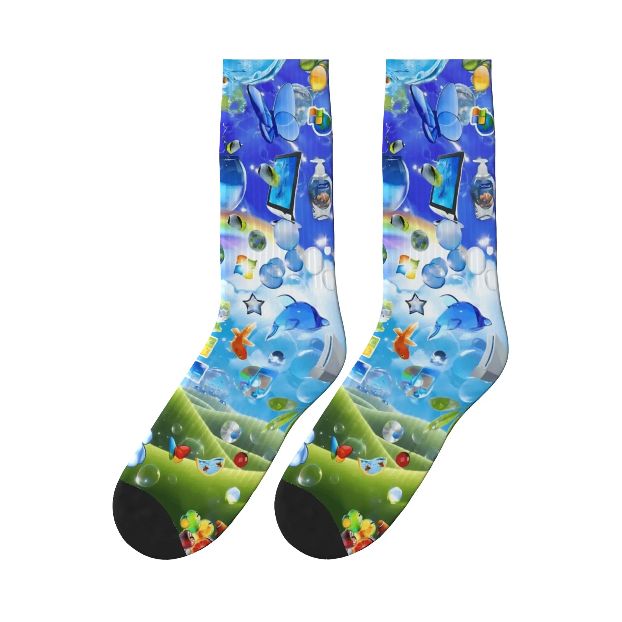 

Frutiger Aero Nature Stockings Custom Novelty Socks Autumn Non Slip Socks Unisex Men Outdoor Sports Breathable Socks
