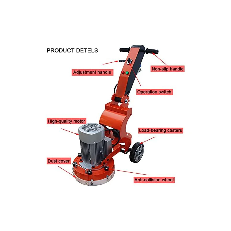 Concrete Floor Grinder Polishing Machine for Epoxy Ground Foldable Arm Hand Push for Restore New and Old Ground 220V