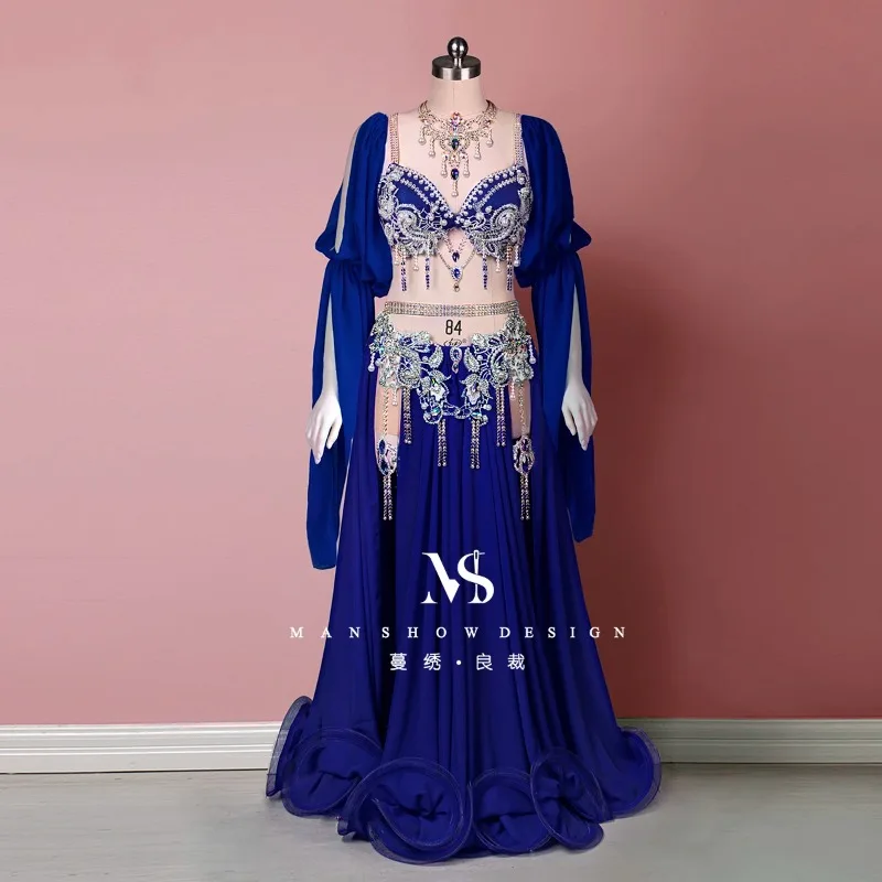 

Customized Belly Dance Costume 2025 New Performance Costume Eastern Dance Long Sleeve Big Swing Skirt Set Indian Clothes Women
