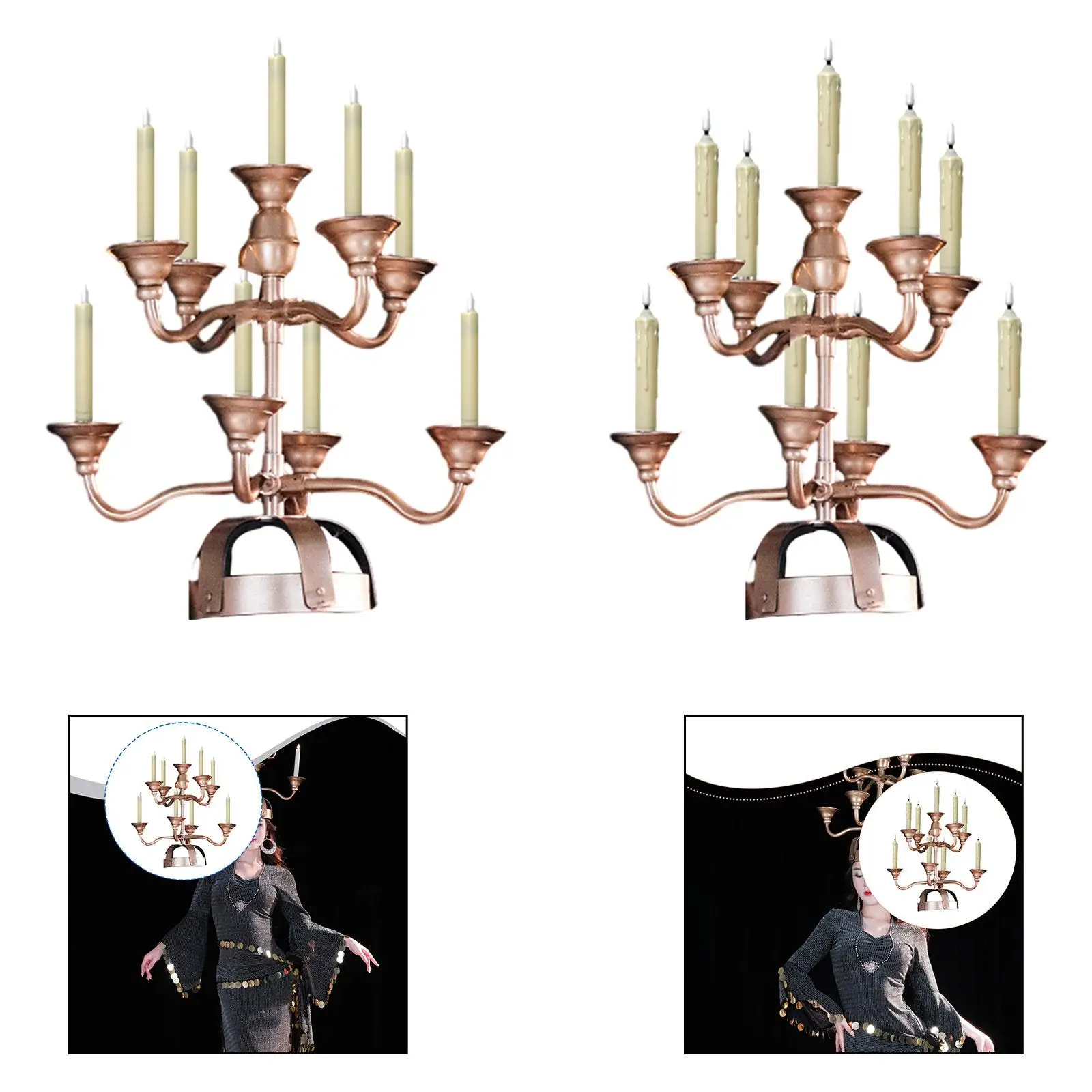 Portavelas tradicional para danza del vientre, candelabro ligero y elegante, accesorio para tocado para danza del vientre, conjunto de actuación