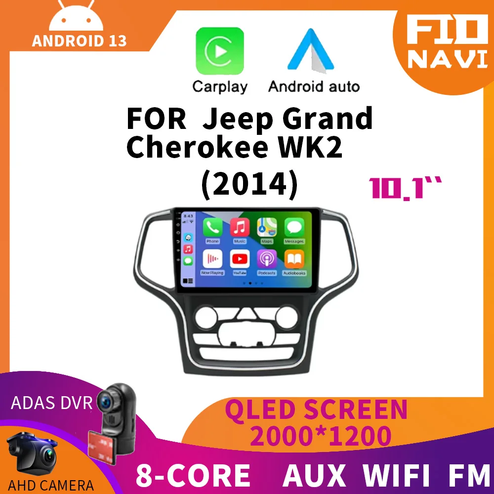 

Android 13 для Jeep Grand Cherokee WK2 2014 навигация GPS Беспроводная Автомагнитола Carplay 4G WIFI мультимедийный видеоплеер QLED