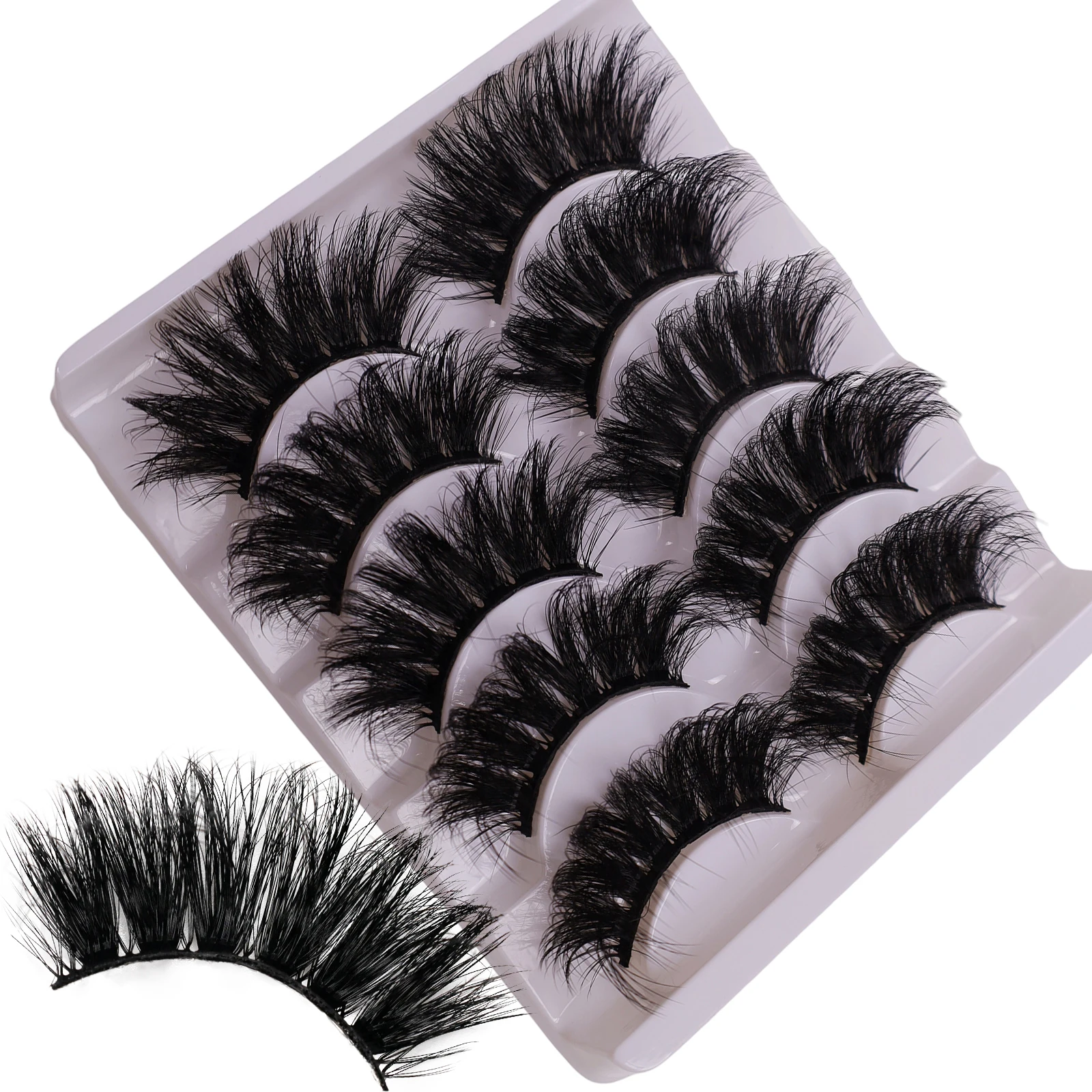 5-Pair European and American Thick Eyelash 8D Explosive Fury Curved Fluffy False Eyelash Multi Layer Long Cross Eyelash