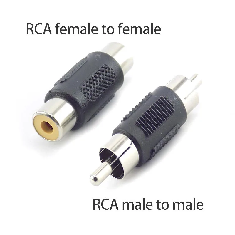 2 ชิ้น Dual RCA to RCA Coupler Joiner ปลั๊กตัวเชื่อมต่อชายหญิง to Audio Video AV Cable Extender สําหรับกล้องวงจรปิดกล้อง F1