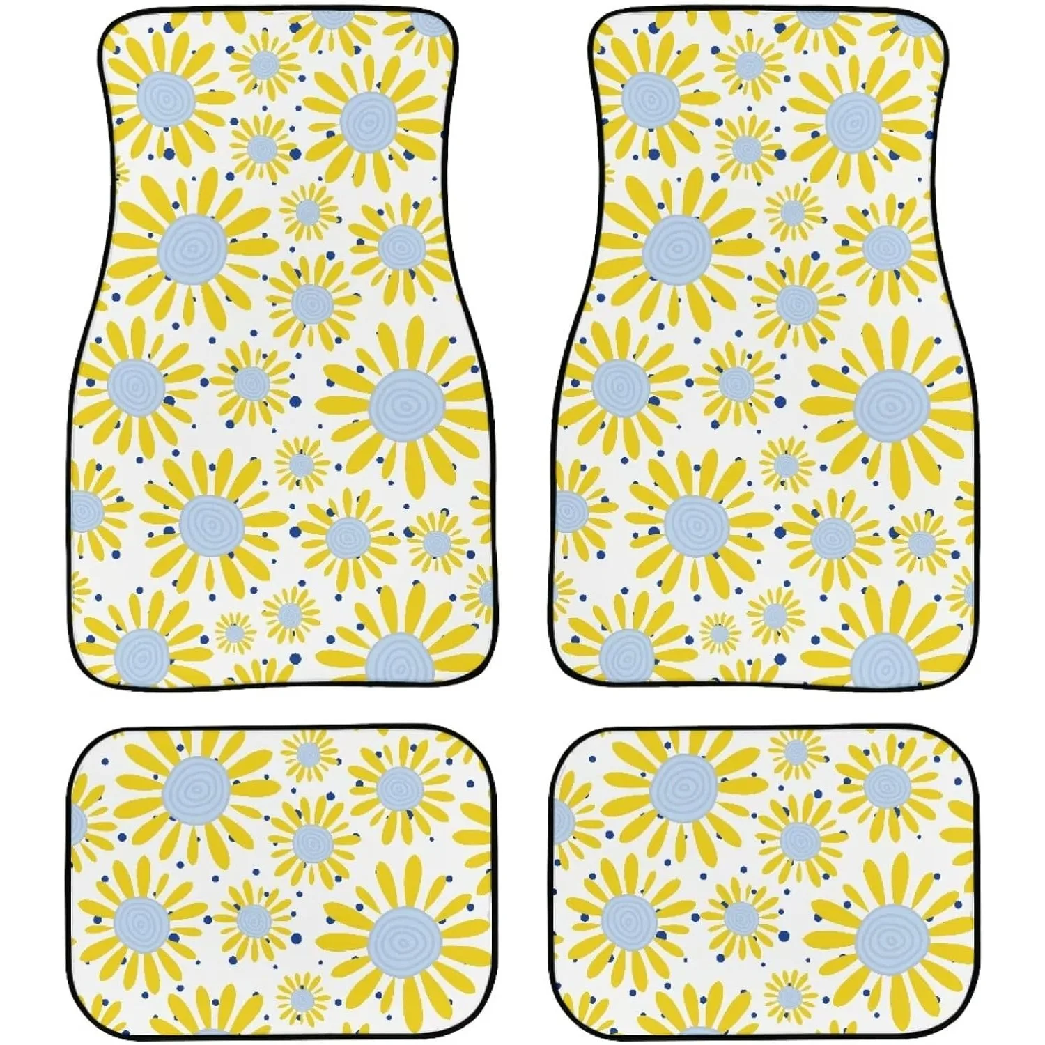 Sunflower Floor Mats For Cars 4pcs Protector With Backing Automotive Mat Covers Protector Universal Fit Front & Rear
